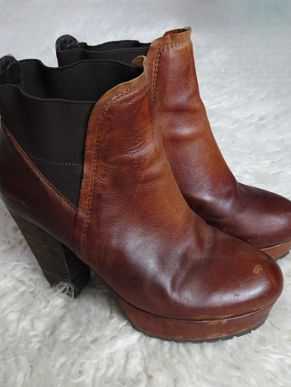 Brown Leather Steve Madden Ankle Boots Size 7